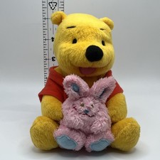 Vintage Fisher Price Disney Winnie the Pooh Plush Holding Pink Bunny 5   2004 