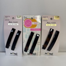 3 packs Scunci No Slip Grip All Day Hold Hair Barrettes, Black/Brown, 2ct each