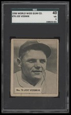 1936 WORLD WIDE GUM JOE VOSMIK 76 VG V355 SGC 3 BASEBALL ST. LOUIS BROWNS