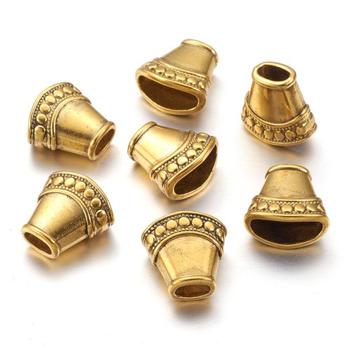 10 Pcs, 15x15x8mm, Bead Cone Caps Antique Golden - Picture 2 of 8