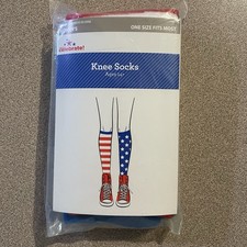 Stars and Stripes Knee High Socks, One Size USA 4th Of July American Flag Socks