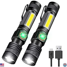 Hoxida USB Rechargeable LED Tactical Flashlight - Bright, Waterproof, Zoomable