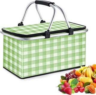 Insulated Picnic Basket Leak Proof Collapsible Cooler Bag 2 Sturdy Handles 26L