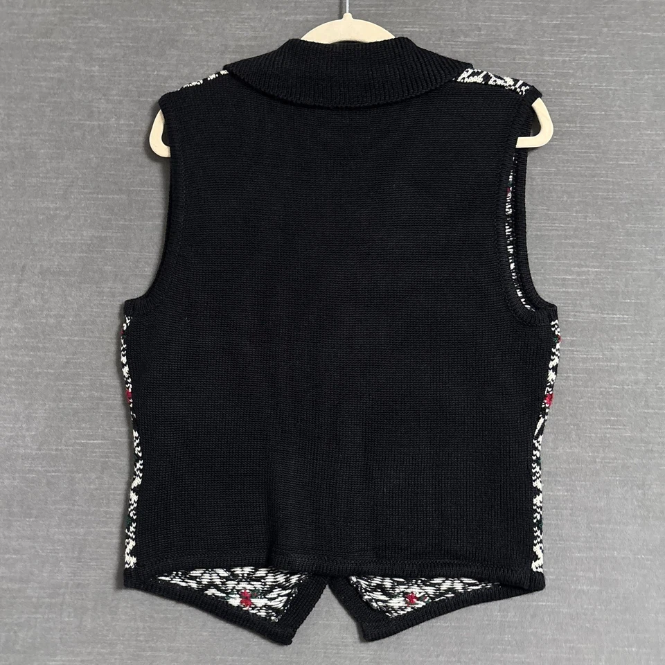 Винтажный свитер жилет Talbots S черная шерсть нордическая снежинка праздник Рождество 90-е - Изображение 4 из 4
