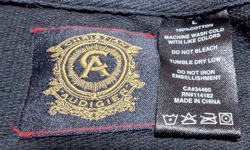 Christian Audigier Hoodie Men Large Full Zip Jacket Motorcycle Tattoo LA Black - Picture 4 of 10