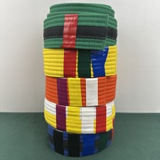 5 Martial Arts Belts Karate Taekwondo Mixed Colors Striped Lot