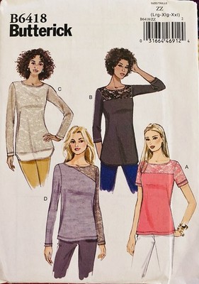 Knit Tops Sewing Pattern sizes (Lg XLg XXLg) Butterick 6418