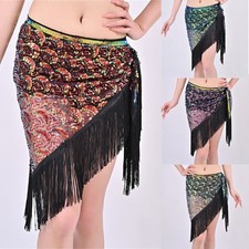 Foldable Dance Practice Accessory Sequined Hip Scarf for Latin Belly Costumes
