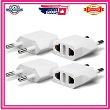 Unidapt European Travel Plug Adapter, US to Europe Type C, 4 Pack, White