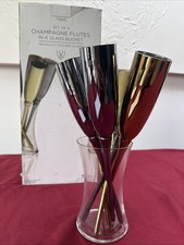 Next Champagne Flute Set 6 Pieces, Metallic Coated Glass, Glass Bucket