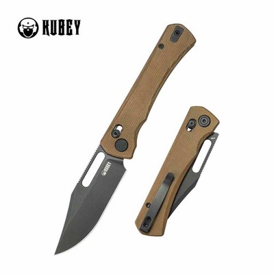 KUB396E Kubey T.B.O. Crossbar Lock Folding Knife 14C28N Clip Point Blade Brown