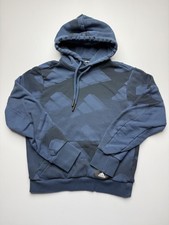 Adidas Hoodie Womens Small Blue Geometric Knit Pullover Kangaroo Pocket Athletic