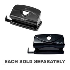 Stat 2 Hole Puncher Small 10 Sheets Black Steel Construction Removable Tray