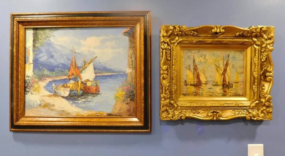 1970 Oil Painting ITALIAN Giovanni Camprio B.1915 IMPRESSIONIST SEASCAPE 16 X 2O - Image 3 of 4