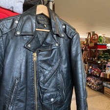 1970s Vintage SEARS ROEBUCK Leather Shop Retro Black Motorcycle Jacket Biker