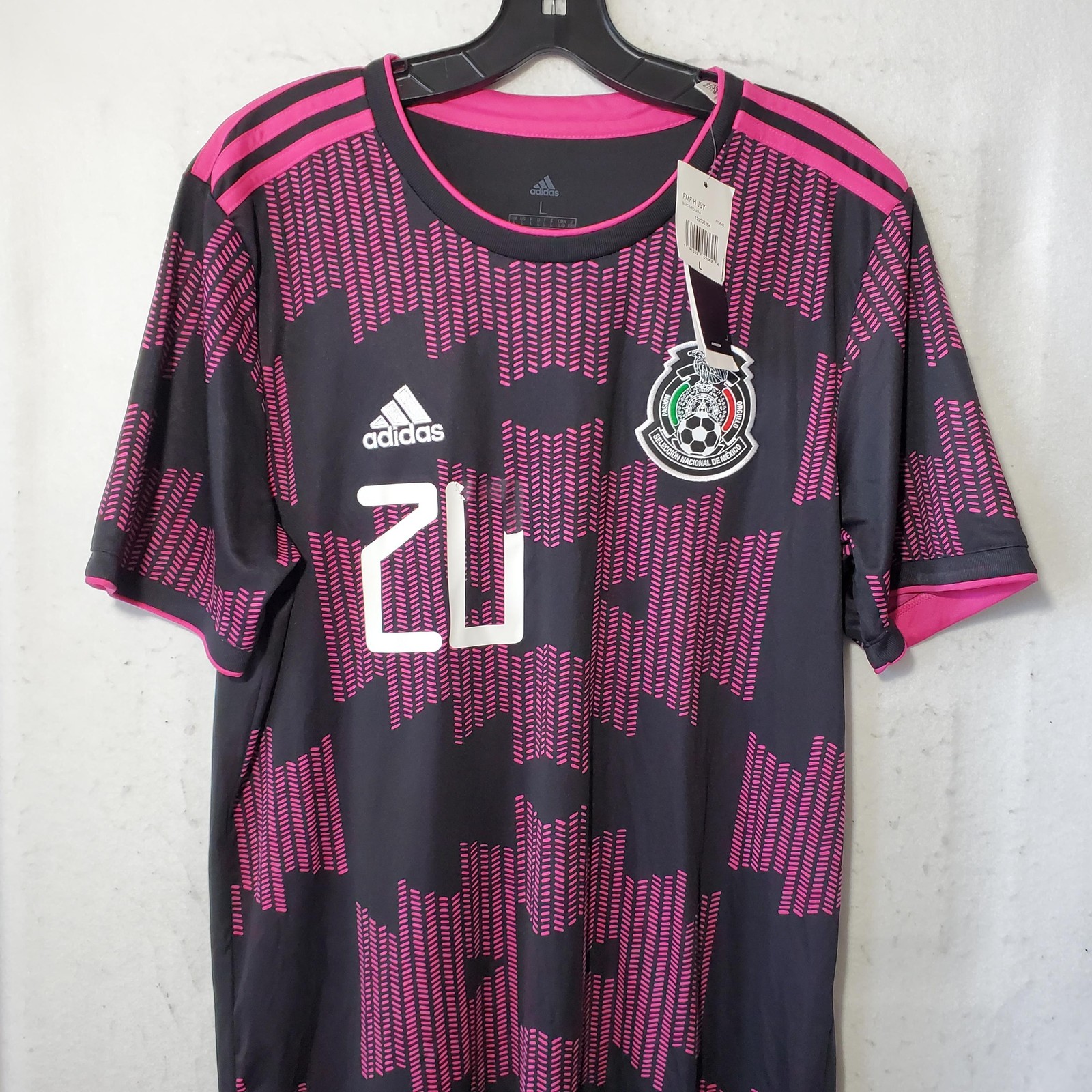 Mexico National Team Jersey Mens Large Black Pink Soccer R Pizarro 20 Adidas