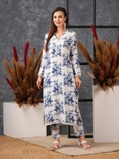 Women Cotton Blend Kurta Pant Set