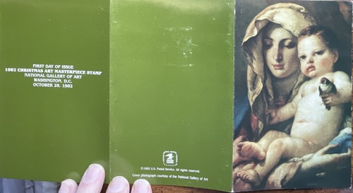 USPS PROGRAMA CEREMONIA 2026 Virgen Niño Jesús sosteniendo pájaro tarjeta de felicitación como - Imagen 3 de 3