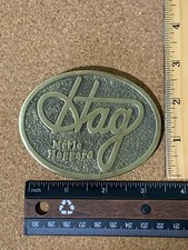 The Great Merle Haggard "Hag" Belt Buckle YELLOW BRASS Very Strong 3.5 inches