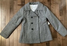 NWT OLD NAVY Kids Girls Wool-Blend Coat Peacoat HEATHER GRAY Size Medium 8