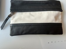 $158 New W Tag Black & White “splendid” Leather Clutch Includes Dust Bag