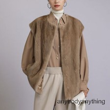 Womens Mink Fur Velvet Sleeveless Vest Waistcoat Western American Style Retro Sz