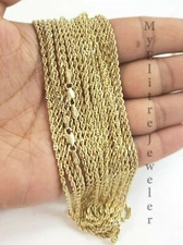 REAL 10K Gold Rope Chain 2mm Necklace 18-30 Inch Men's Ladies Kids For Pendant