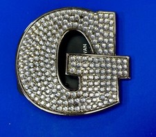 White Rhinestone Covered Letter G Custom Name Belt Buckle By Beware