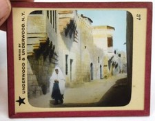 Underwood Antique Magic Lantern Slide Egyptian Lady Walking Down Street