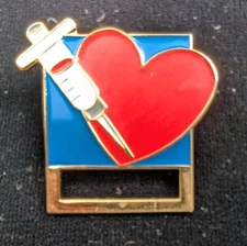 Small Clip-eze Red Heart Medical Syringe Nurse Doctor Lapel Pin