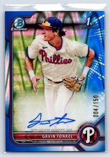 2022 Bowman Chrome Gavin Tonkel Prospect Autograph Blue RayWave Refractor #/150