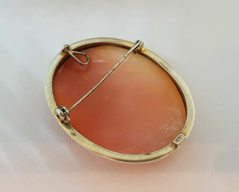 USED ANTIQUE BEAUTIFUL SOLID SILVER 800 CAMEO BRO… - image 4