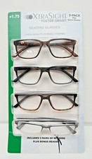 4 Pack Foster Grant XTRA SIGHT Cyril Pacey Reading Glasses 1.75