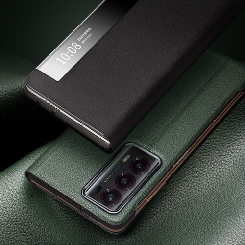 QIALINO Genuine Cowhide Leather Flip Case for Honor Magic V2 Window View Cover - 第 3/32 張圖片