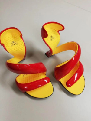 Julian Hakes Mojito Open Toe Pumps Heels Sandalen Größe 36 JP 23-23,5cm Rot Gelb