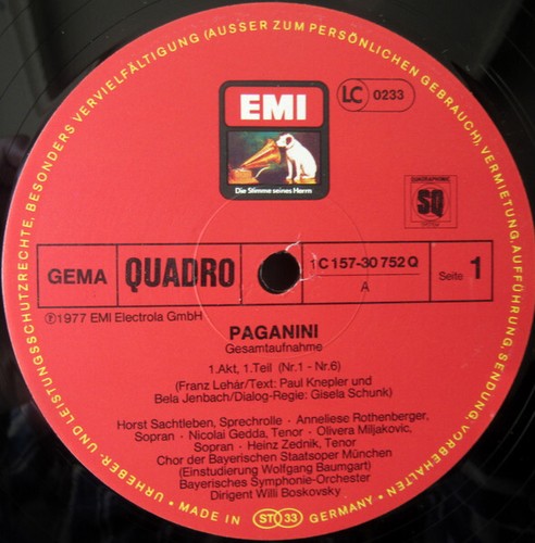 Franz Lehár - Paganini (2xLP, Album, Quad, Box) (Near Mint (NM or M-)) - Picture 3 of 4