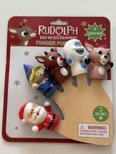 Rudolph The Red Nosed Reindeer Christmas Holiday 5 Piece Finger Puppets- New