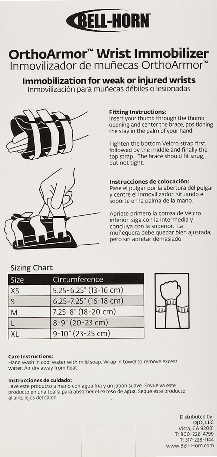 Bell-Horn Ortho Armor Wrist Immobilizer Left Hand Medium