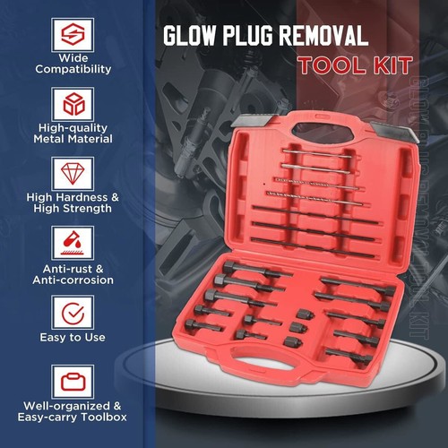 Herramienta de eliminación de electrodos de bujía incandescente de 22 piezas para bujías incandescentes rotas dañadas M8 M10 Kit - Imagen 4 de 10