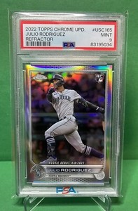 PSA 9 2022 Topps Chrome Update Julio Rodriguez Refractor 027/299 Rookie USC165