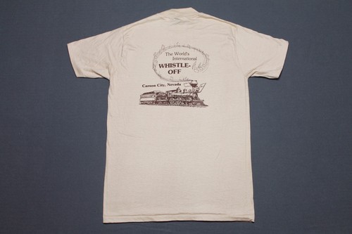 S/M * NOS vtg 80s CARSON CITY Nevada WHISTLE OFF t shirt * small medium 13.108 - Picture 4 of 6
