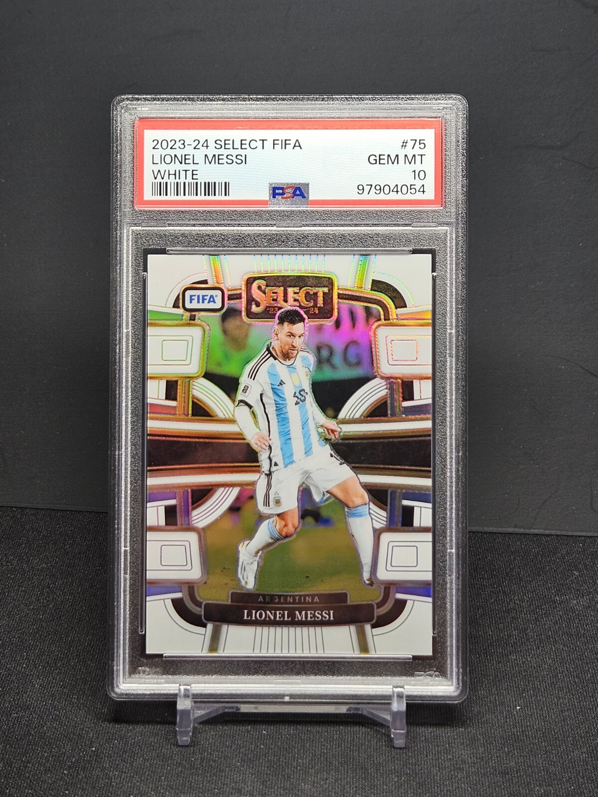 2023-24 Select FIFA Lionel Messi White Prizm #'d 02/20 PSA 10 POP 1