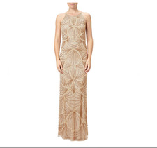 ADRIANNA PAPELL BEADED HALTER GOWN DRESS sz 4
