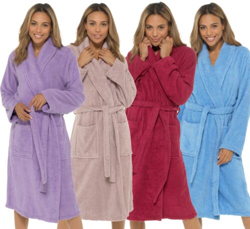 Towelling Wrap Bathrobe 100% Cotton Wrap Terry Toweling Dressing Gown Robe - Picture 1 of 31
