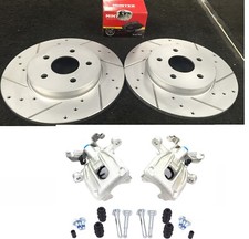 JAGUAR X TYPE ESTATE 2004-2010 REAR DRILLED GROOVED BRAKE DISC PAD BRAKE CALIPER