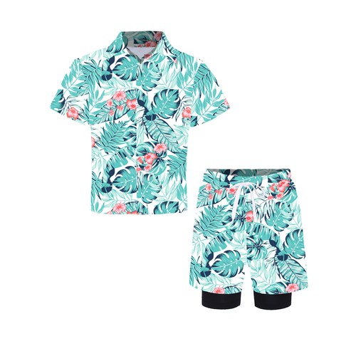 Boy Shirts With Boardshorts Digital Printed Sunsuit Athletic Swimsuit Beachball - Picture 20 of 60