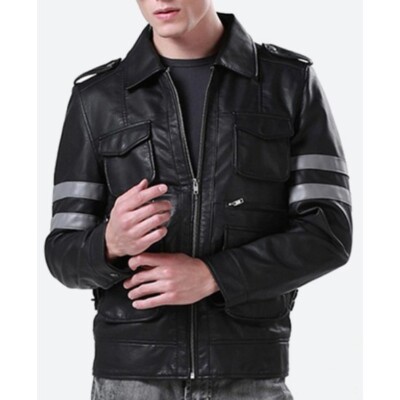 LEON KENNEDY RESIDENT EVIL 6 GENUINE LEATHER JACKET BIKER RACER