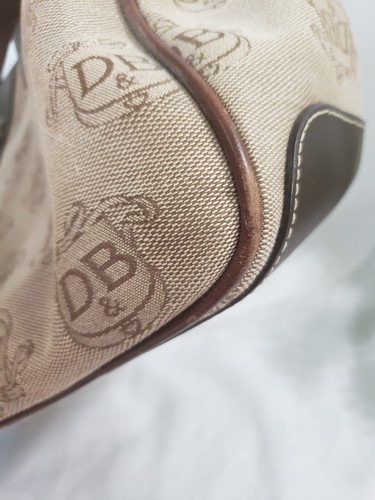 DOONEY & BOURKE Double Handle Signature Tan Canvas & Leather Trim Logo Tote READ - Picture 11 of 23