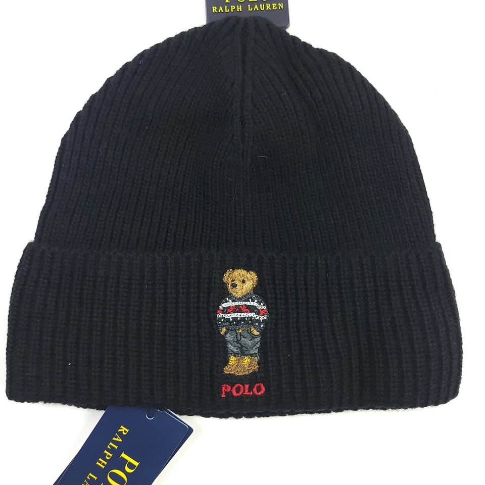 Polo Ralph Lauren Negro Oso Alce Gorro Para Hombre Talla Única - O/S Foto 4 de 4