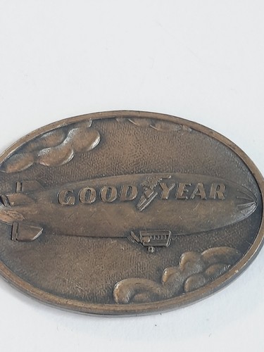 Vtg Goodyear Keychain Postage Paid Brass Keychain